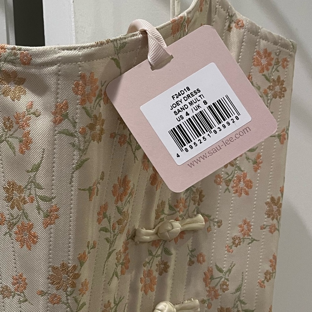 NWT Sau Lee Joey Dress in "Sand Multi" Size 4 - ivory floral mini corset dress - Picture 8 of 12